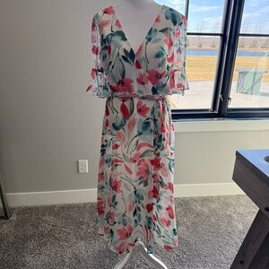 DKNY Floral Print Midi Dress